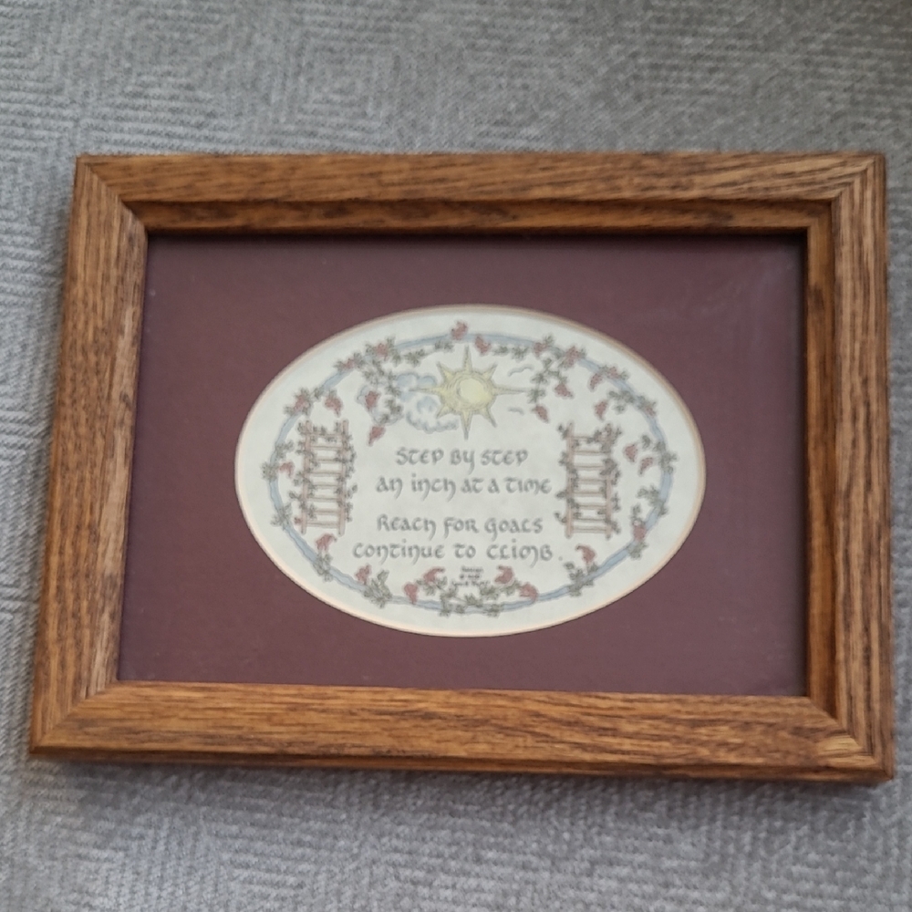 Creative Calligraphy wood- framed picture and verse.